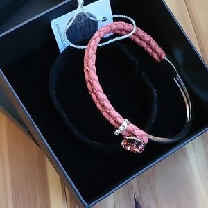 Swarovski Orange Braided Bracelet with Pink Gemstone Accent